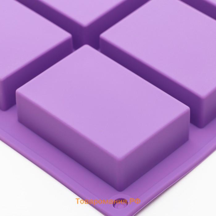 Форма для выпечки  «Фигуры.Прямоугольник», силикон, 22×20.5×2.5 см, 6 ячеек (5.5×8 см), голубая