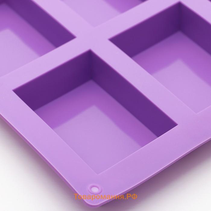 Форма для выпечки  «Фигуры.Прямоугольник», силикон, 22×20.5×2.5 см, 6 ячеек (5.5×8 см), голубая