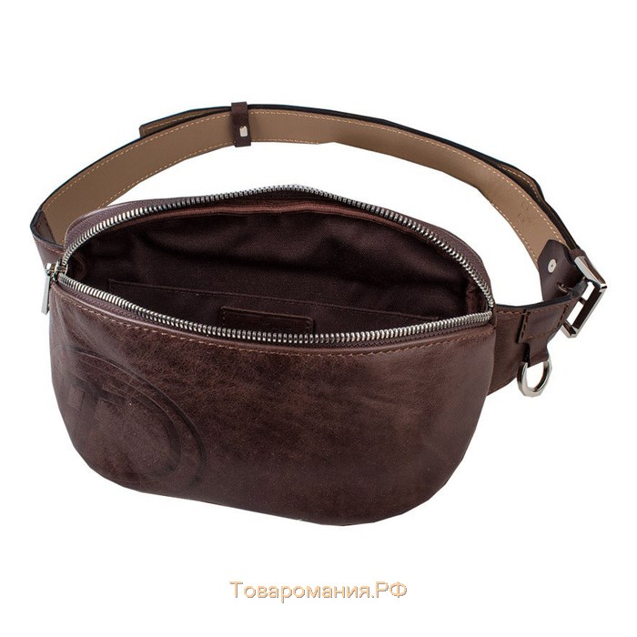 Поясная сумка, отдел на молнии, регулируемый ремень, цвет коричневый друид