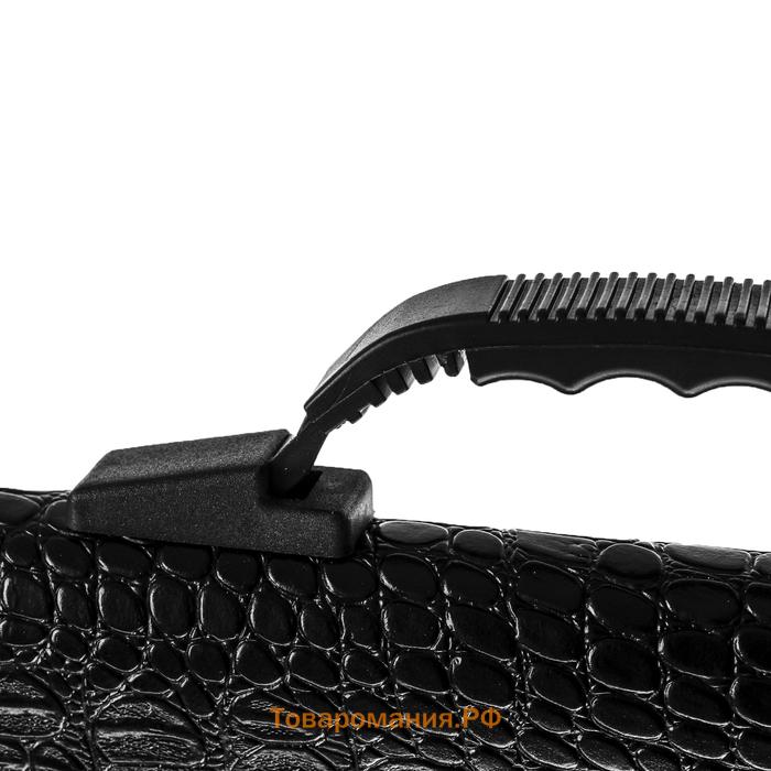Папка деловая, искусственная кожа, 370 х 275 х 50 мм, ручка-трансформер, 3Д54 "Крокодил", черная