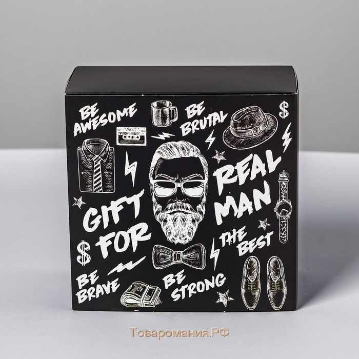 Коробка подарочная складная, упаковка, «Gift for real man», 14 х 14 х 8 см