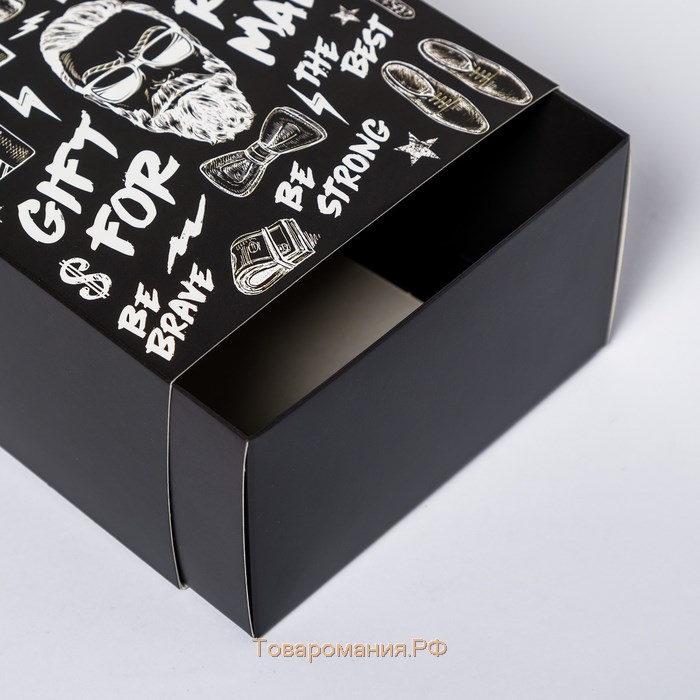 Коробка подарочная складная, упаковка, «Gift for real man», 14 х 14 х 8 см