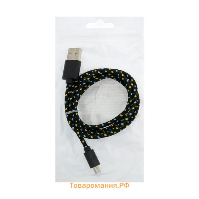 Кабель Defender USB08-03T, USB - microUSB, 1 м, тканевая оплётка, чёрный