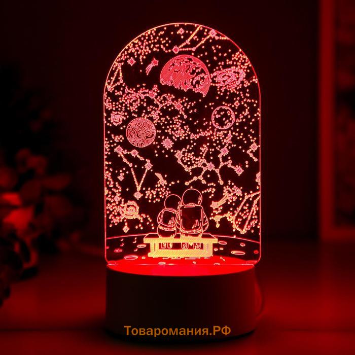 Светильник "Пара в космосе" LED RGB от сети 9,5х10х19 см RISALUX