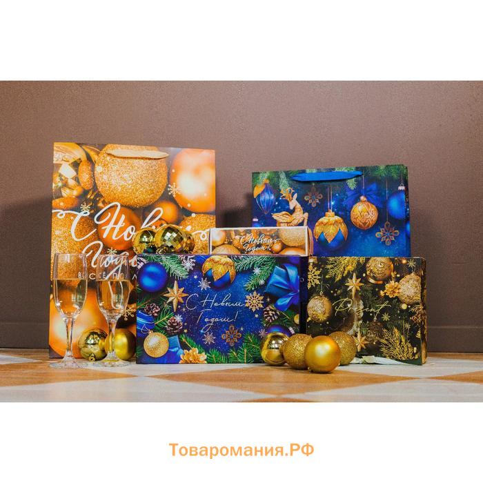Коробка складная «Новогодние шары» 18 х 5,5 х 5,5 см.