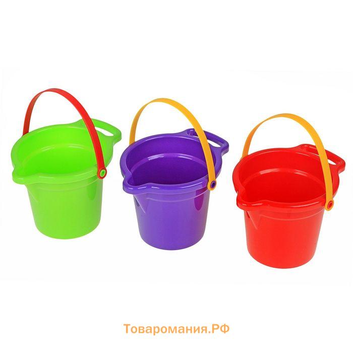 Ведёрко детское, малое, с носиком и ручкой, пластик, МИКС