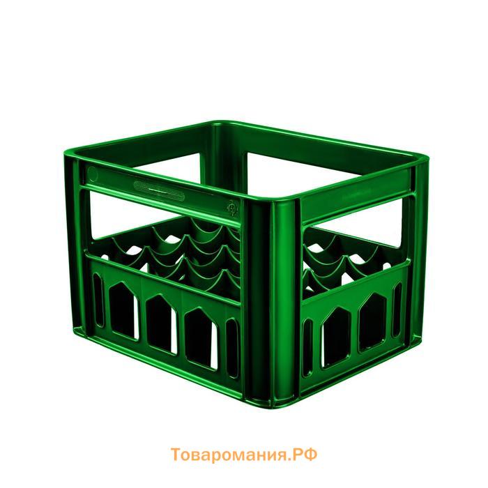 Ящик пластиковый, 303-1П под бутылку 0,5, 42х34х27см, зеленый