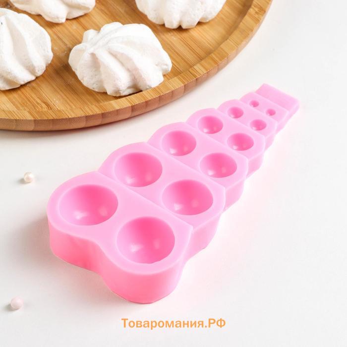 Молд «Полусферы», силикон, 14×7×2 см, 12 ячеек, розовый