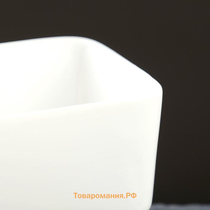 Горшок для цветов «Бонсайница» керамический, для кактусов и суккулентов, 500 мл, 17×8.5×8.5 см, белый, на металлической золотистой подставке