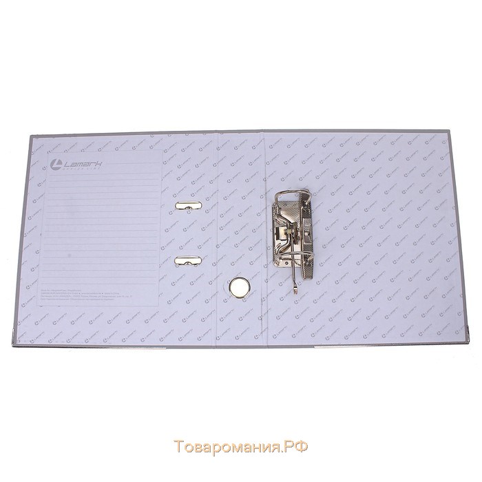 Папка-регистратор А4, 75 мм, Calligrata, ПВХ, металлическая окантовка, карман на корешок, собранная, серая
