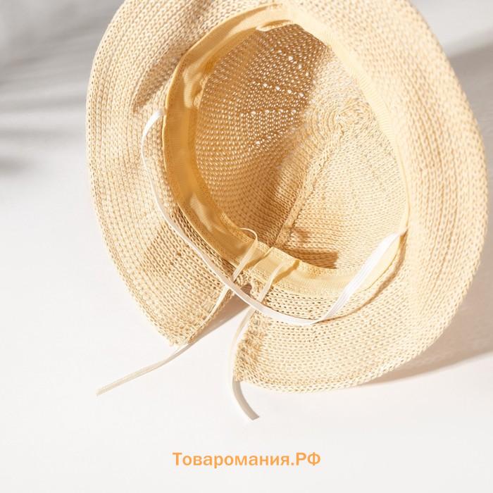 Шляпа для девочки MINAKU с бантом, цвет молочный, р-р 50-52