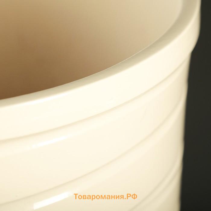 Горшок цветочный с поддоном 5л, бежевый керамика, "Туман" (М)