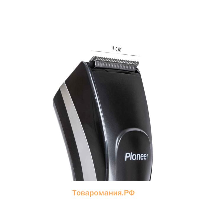 Машинка для стрижки Pioneer HC01R, нержавеющая сталь, АКБ, чёрно-серебристая