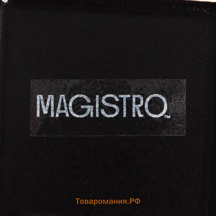 Блюдо фарфоровое для подачи с бамбуковой ручкой Magistro «Галактика», 30×20,5×2,3 см, цвет чёрный