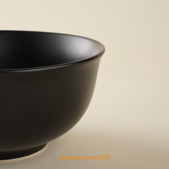 Салатники SL Home «Дарк», 750 мл, d=15 см, набор 2 шт., фарфор, чёрные
