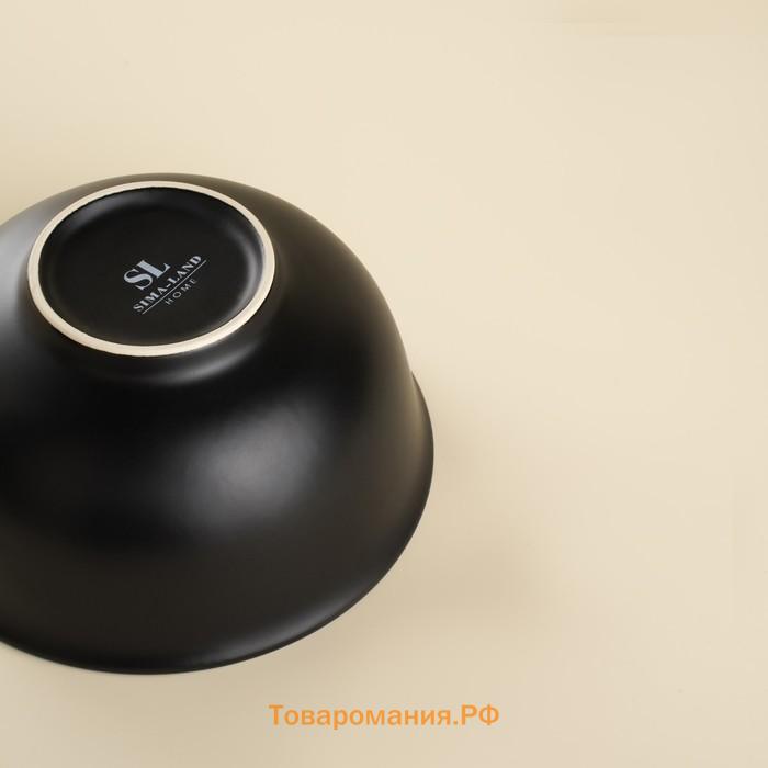 Салатники SL Home «Дарк», 750 мл, d=15 см, набор 2 шт., фарфор, чёрные