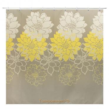 Штора для ванны «Большие цветы», 180×180 см, полиэстер, цвет жёлтый