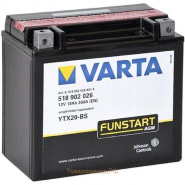 Аккумуляторная батарея Varta 18 Ач Moto AGM 518 902 026 (YTX20-BS)