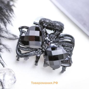 Краб для волос «Чёрные кружева», два сердца, 2.3 см, чёрный