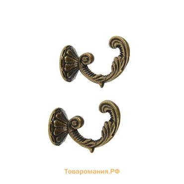 Крючок для штор «ТУНДРА» KS002, однорожковый, цвет бронза
