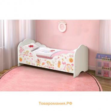 Кровать детская «Малышка №4», 1400х700 мм, лдсп, цвет белый / фотопечать для девочек