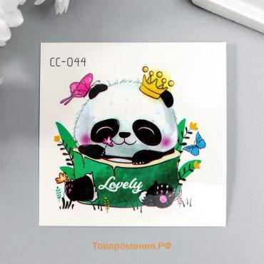 Переводная тату на тело цветная «Панда в короне», 6×6 см