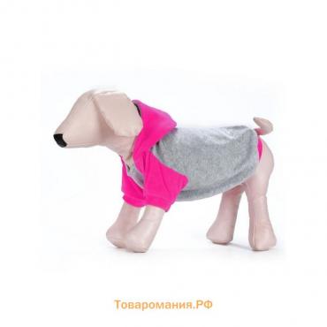 Толстовка с капюшоном Osso для собак, велюр, размер 30 (ДС 30, ОГ 37-39 см), розовая