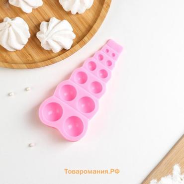 Молд «Полусферы», силикон, 14×7×2 см, 12 ячеек, розовый
