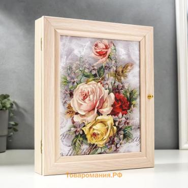 Ключница "Розы" молочный дуб 26х31 см МИКС