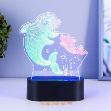 Светильник сенсорный "2 дельфина" LED USB (90см) от батареек 3xАА черный 15х5,5х17,8 см RISALUX  765